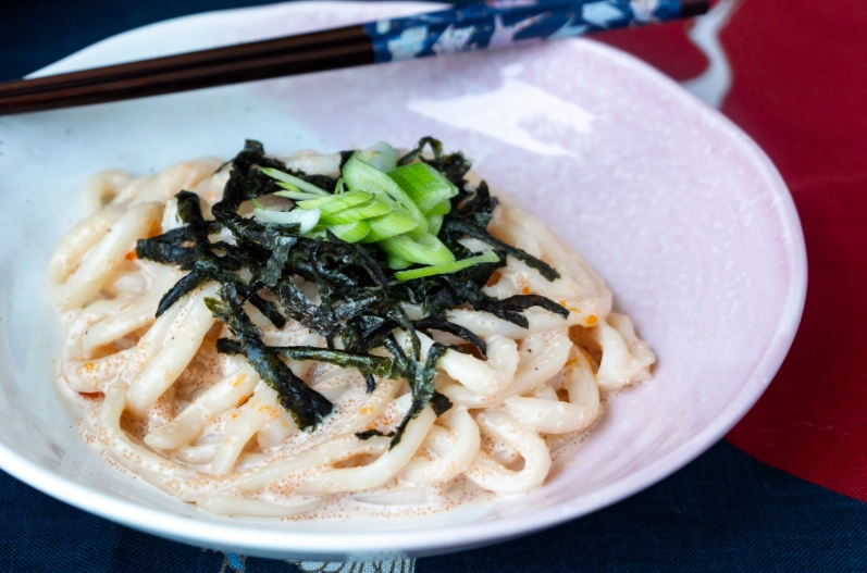 spicy cod roe udon spicy cod roe udon